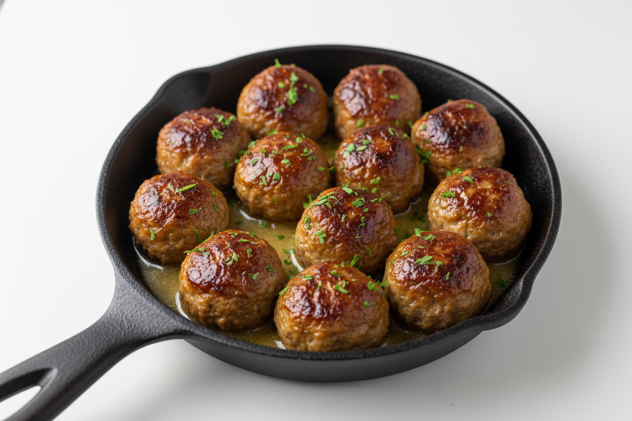 Meatballs in Properly Shaped Skillet